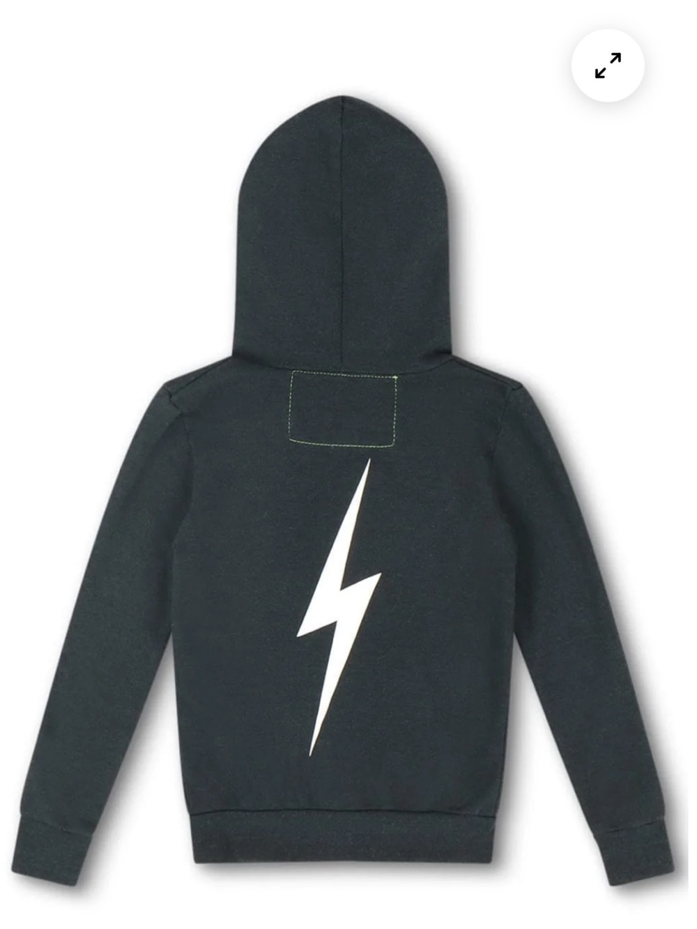 Aviator Nation Kids’ Bolt Print Zip Hoodie in Charcoal/White - Picture 2 of 5